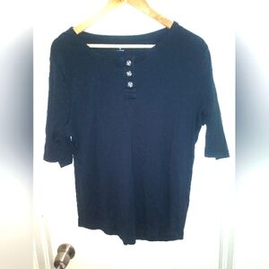 Women's Land's End Crew Neck Half Sleeve 100 Percent Cotton T-Shirt Size 18